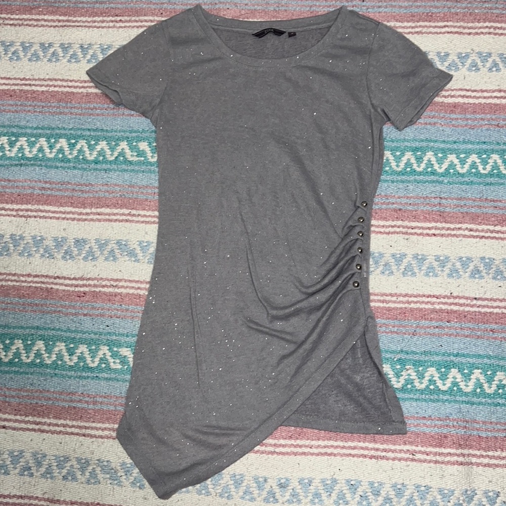 Light purple sparkly knit short sleeved t-shirt